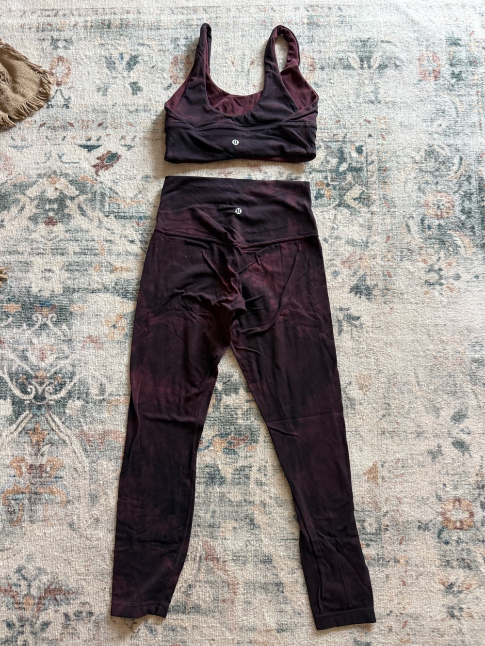lululemon athletica Burgundy tie dye align High-Rise Leggings and bra set